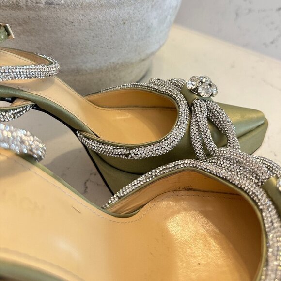 MACH & MACH Double Bow Satin Platform Pump in Pistachio Size 8US / 38EU - Picture 8 of 14